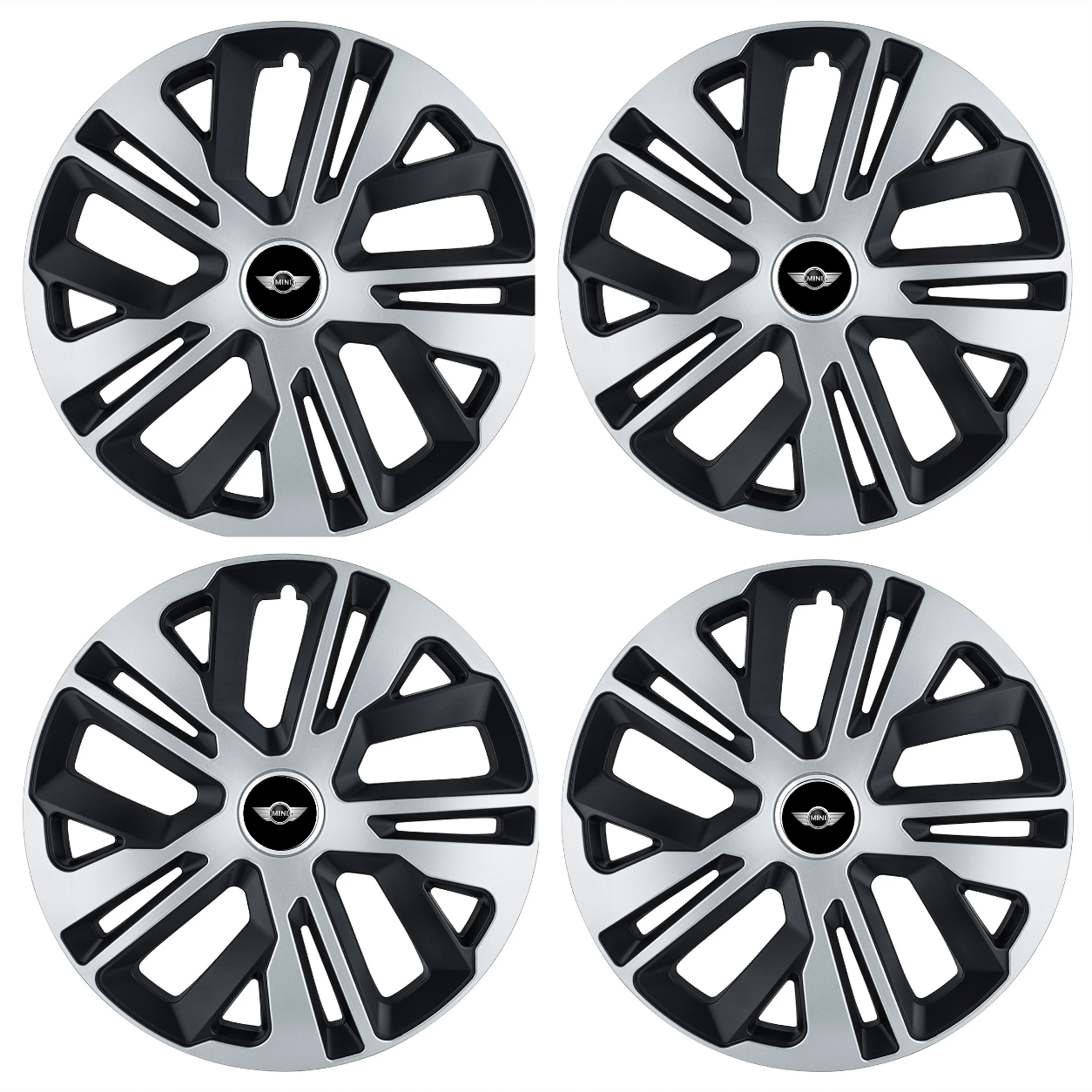 Set 4 Capace Roti 14 Inchi (R14) Raven Gri-Negru, Compatibile Cu Minicooper