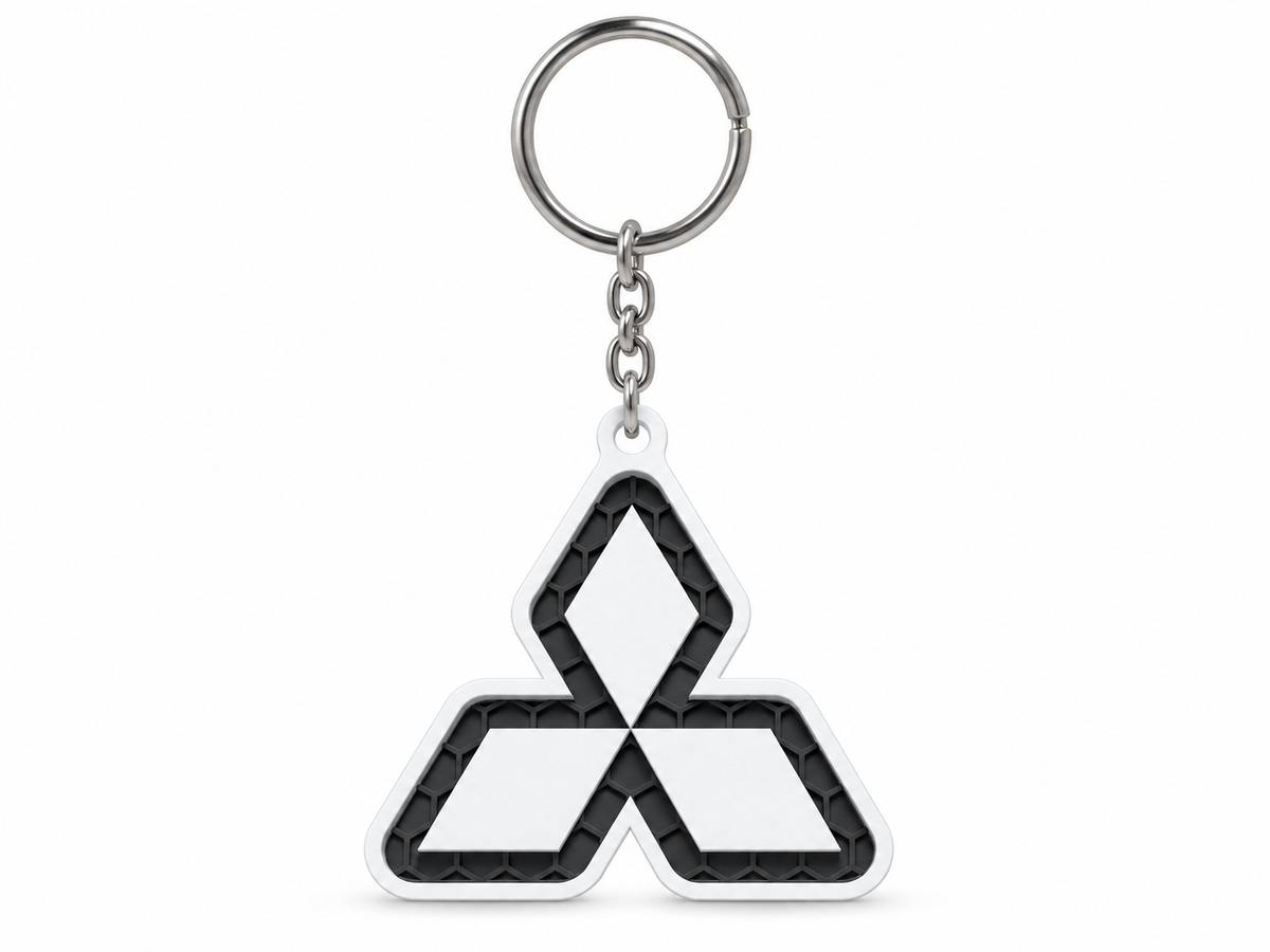 Breloc auto Mitsubishi logo cu lanț și inel