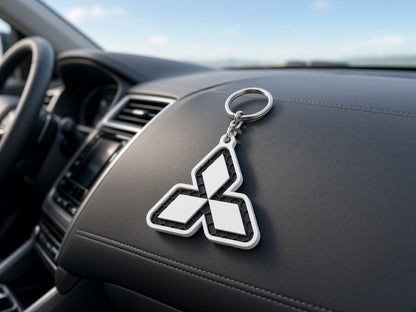 Breloc auto Mitsubishi logo cu lanț și inel