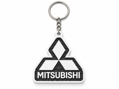 Breloc auto Mitsubishi inscripție cu lanț și inel