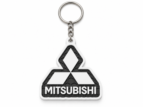 Breloc auto Mitsubishi inscripție cu lanț și inel