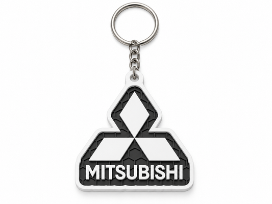 Breloc auto Mitsubishi inscripție cu lanț și inel
