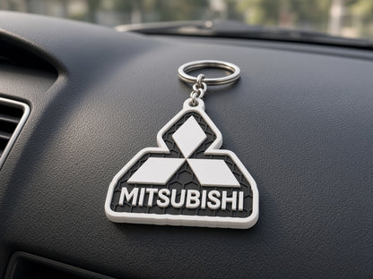 Breloc auto Mitsubishi inscripție cu lanț și inel