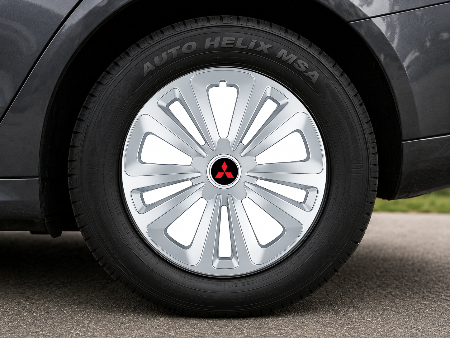 Set 4 Capace Roti Terra Gri R16, pentru Mitsubishi