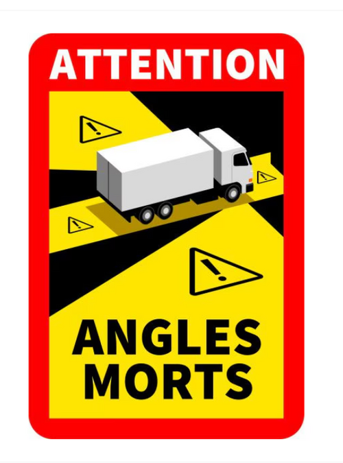 Autocolant de avertizare unghi mort, camion 17cm x 25cm