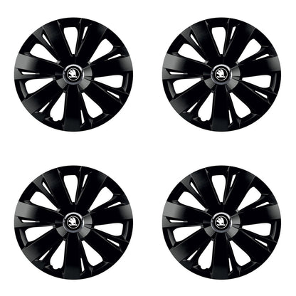 Set 4 capace roti Negre Cu Inel Cromat Energy R14 Compatibil Cu Skoda Nou