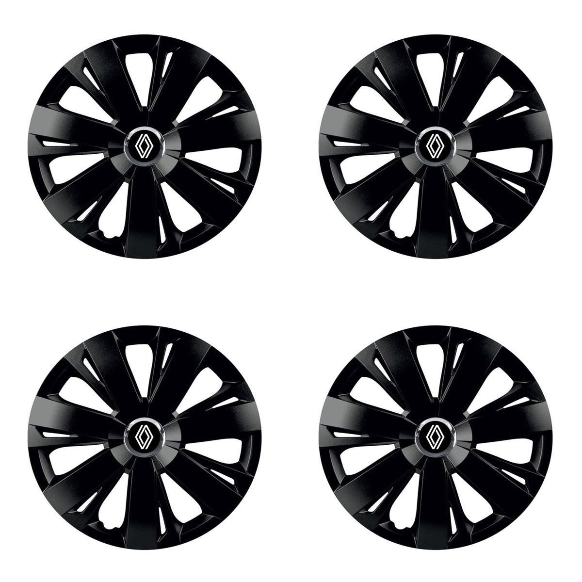 Set 4 capace roti Negre Cu Inel Cromat Energy R14 Compatibil Cu Renault Nou