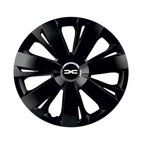 Set 4 capace roti Negre Cu Inel Cromat Energy R15 Compatibil Cu Dacia Nou