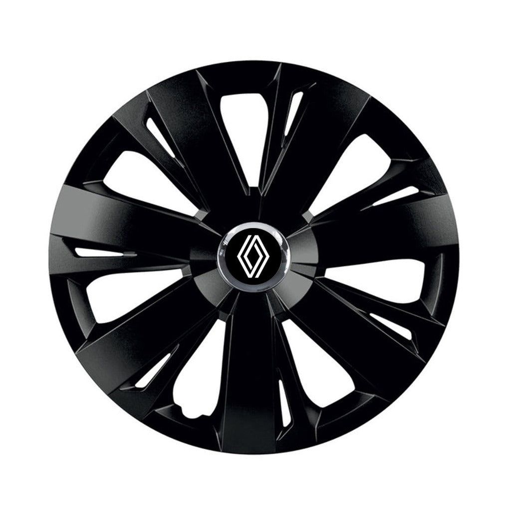 Set 4 capace roti Negre Cu Inel Cromat Energy R15 Compatibil Cu Renault Nou