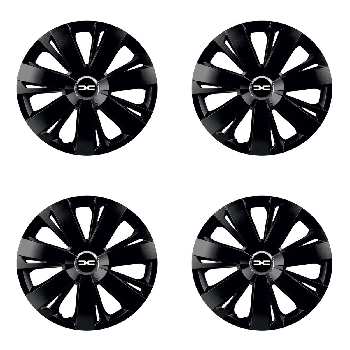 Set 4 capace roti Negre Cu Inel Cromat Energy R16 Compatibil Cu Dacia Nou