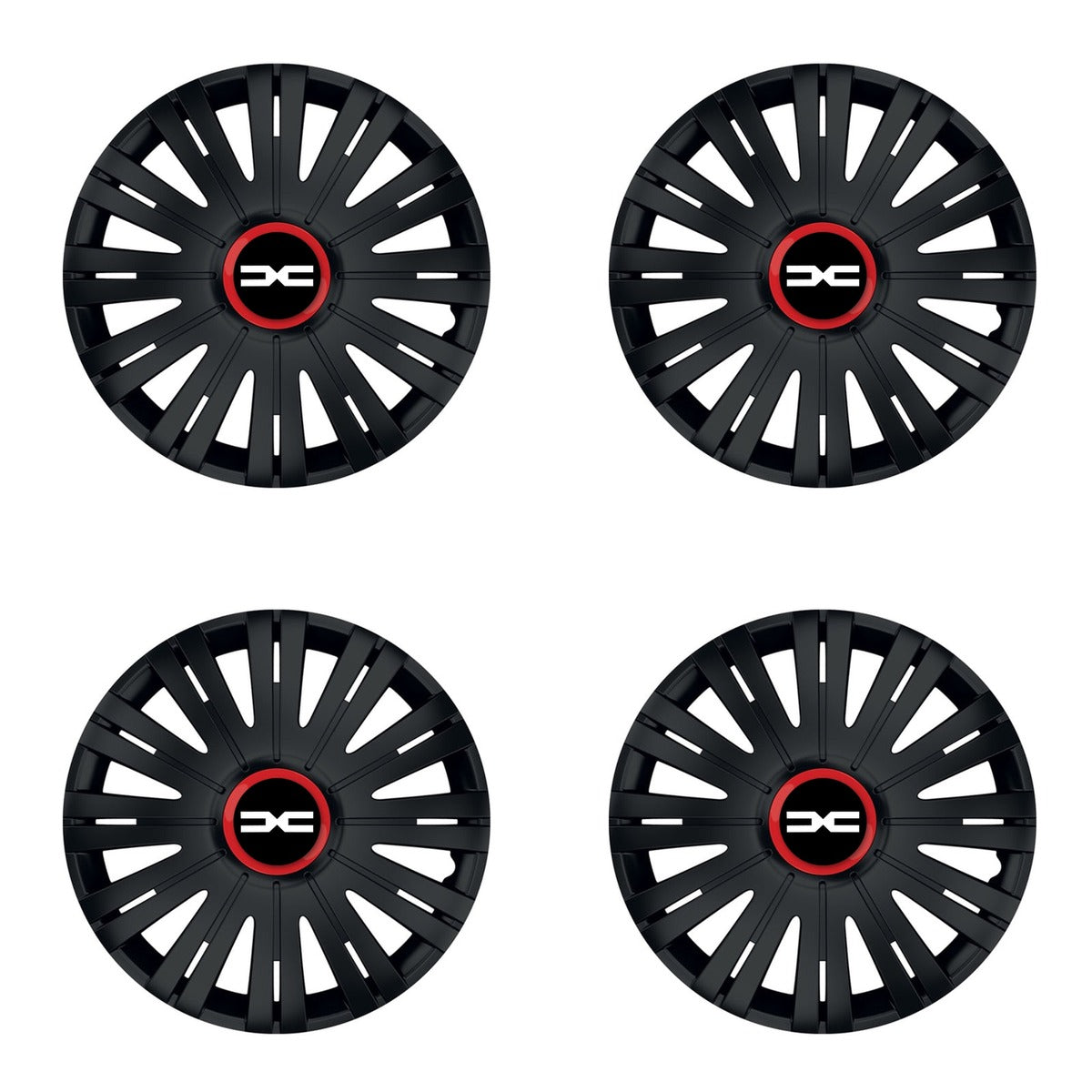 Set 4 capace roti Negre Cu Inel Rosu Active R15 Compatibil Cu Dacia Nou