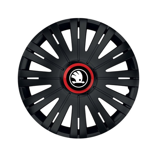 Set 4 capace roti Negre Cu Inel Rosu Active R15 Compatibil Cu Skoda Nou