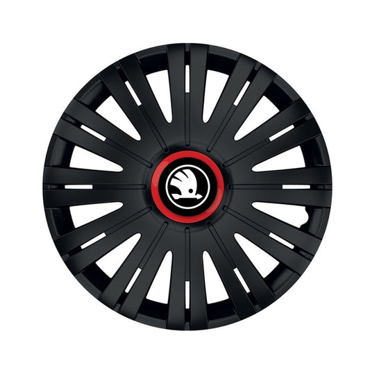 Set 4 capace roti Negre Cu Inel Rosu Active R15 Compatibil Cu Skoda Nou