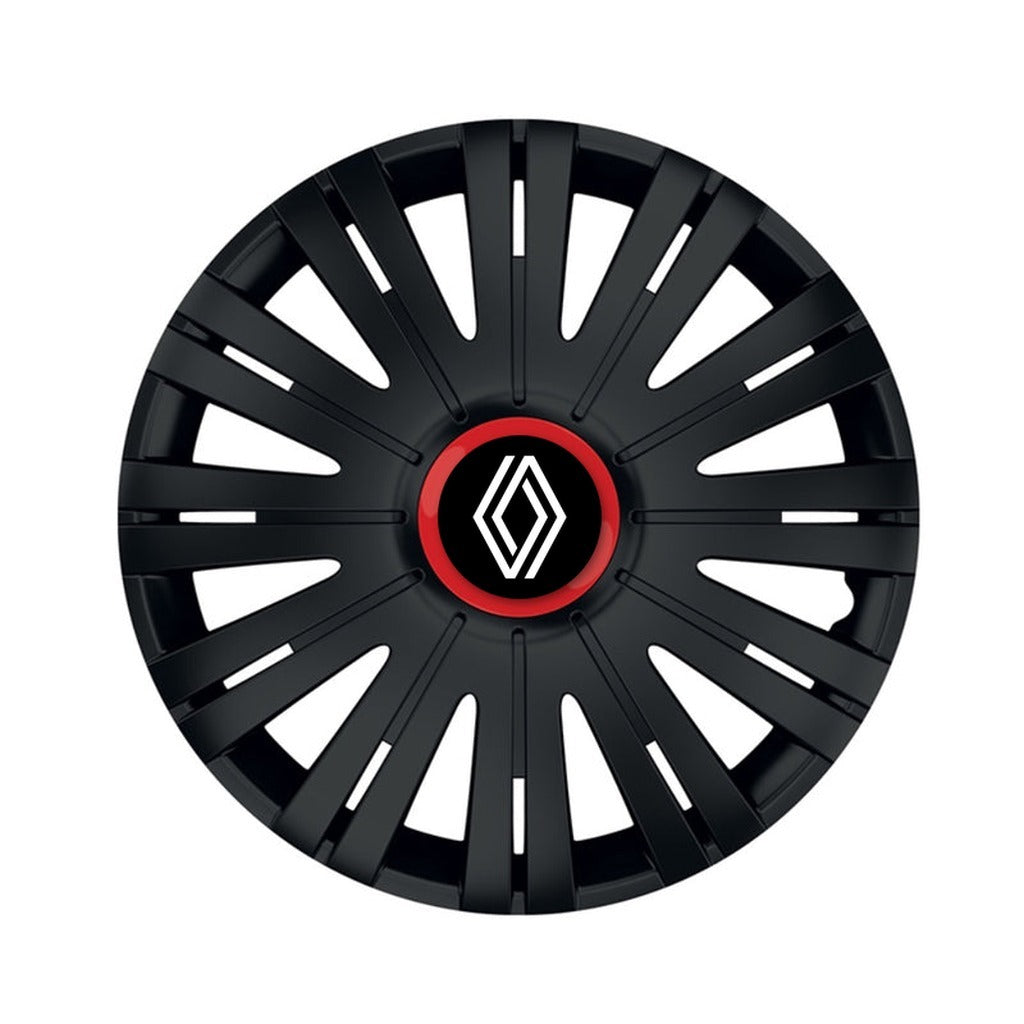 Set 4 capace roti Negre Cu Inel Rosu Active R15 Compatibil Cu Renault Nou