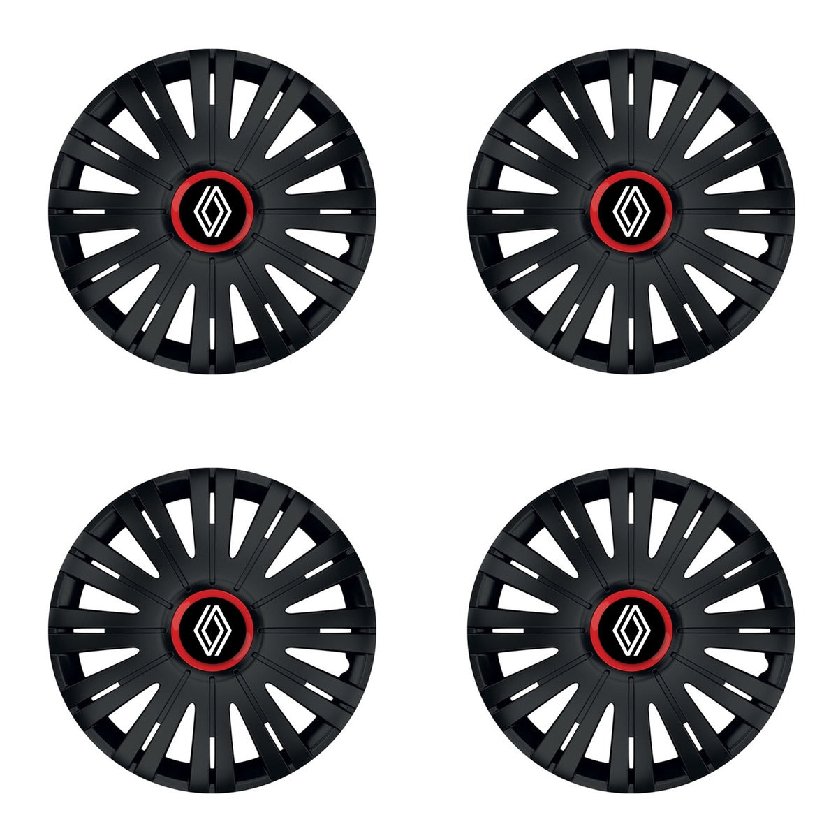 Set 4 capace roti Negre Cu Inel Rosu Active R15 Compatibil Cu Renault Nou