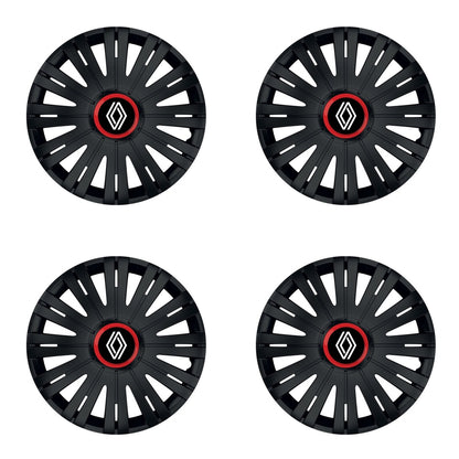 Set 4 capace roti Negre Cu Inel Rosu Active R16 Compatibil Cu Renault Nou