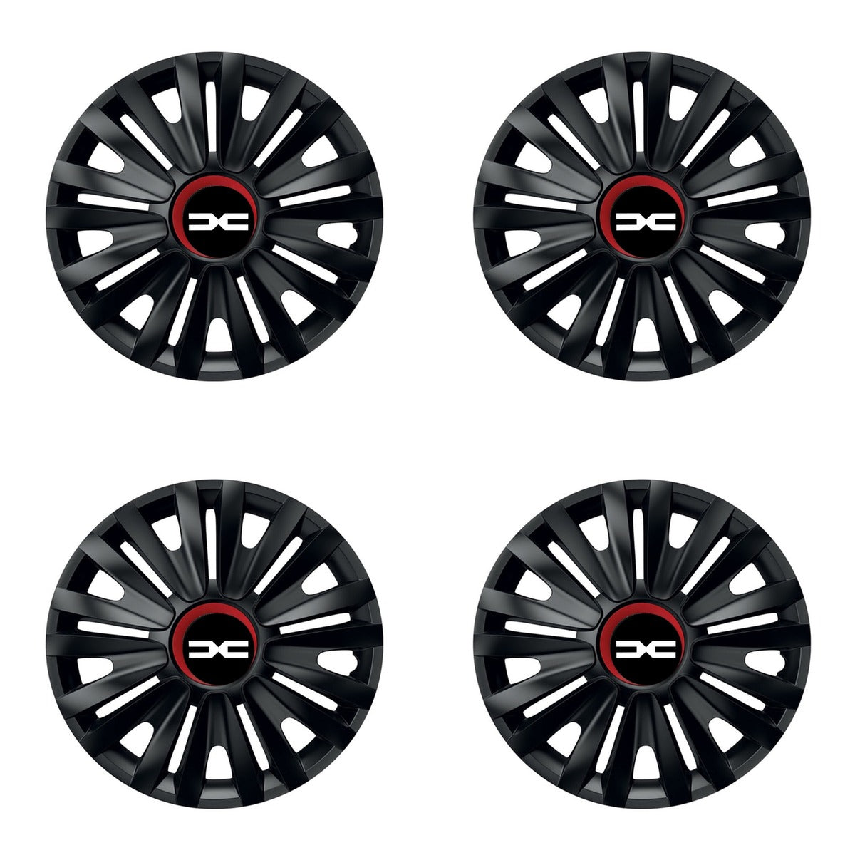 Set 4 capace roti Negre Cu Inel Rosu Royal R14 Compatibil Cu Dacia Nou