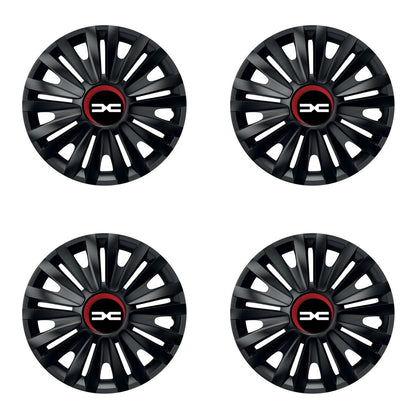 Set 4 capace roti Negre Cu Inel Rosu Royal R14 Compatibil Cu Dacia Nou