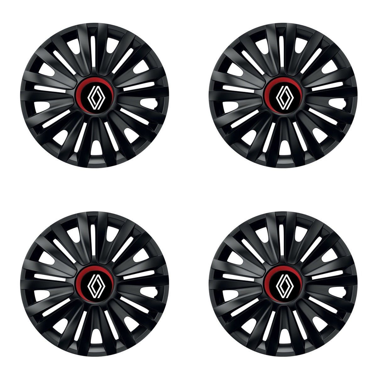 Set 4 capace roti Negre Cu Inel Rosu Royal R15 Compatibil Cu Renault Nou