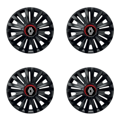 Set 4 capace roti Negre Cu Inel Rosu Royal R15 Compatibil Cu Renault Nou