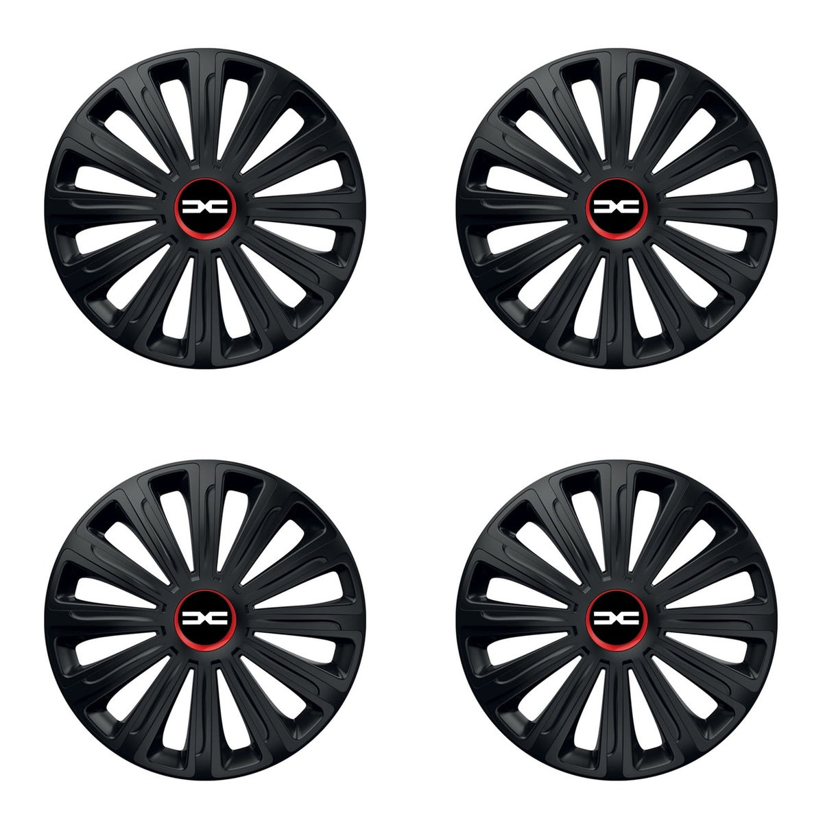 Set 4 capace roti Negre Cu Inel Rosu Trend R14 Compatibil Cu Dacia Nou