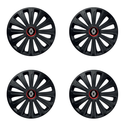 Set 4 capace roti Negre Cu Inel Rosu Trend R14 Compatibil Cu Renault Nou