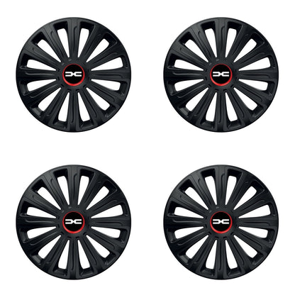 Set 4 capace roti Negre Cu Inel Rosu Trend R16 Compatibil Cu Dacia Nou