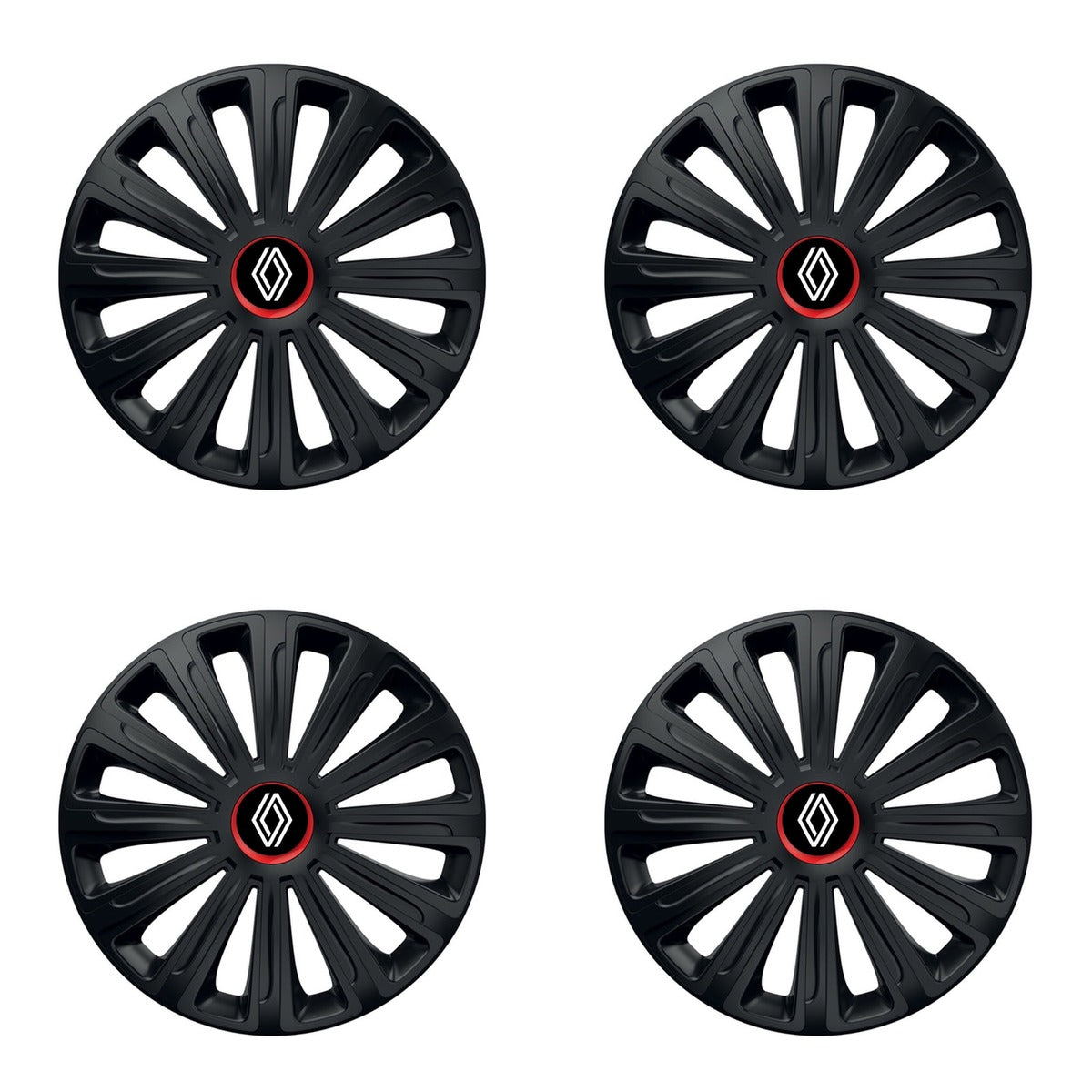 Set 4 capace roti Negre Cu Inel Rosu Trend R16 Compatibil Cu Renault Nou