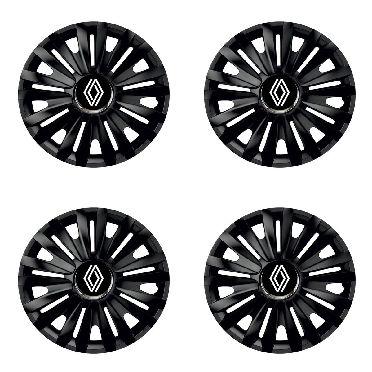 Set 4 capace roti Negre Cu Inel Cromat Royal R14 Compatibil Cu Renault Nou