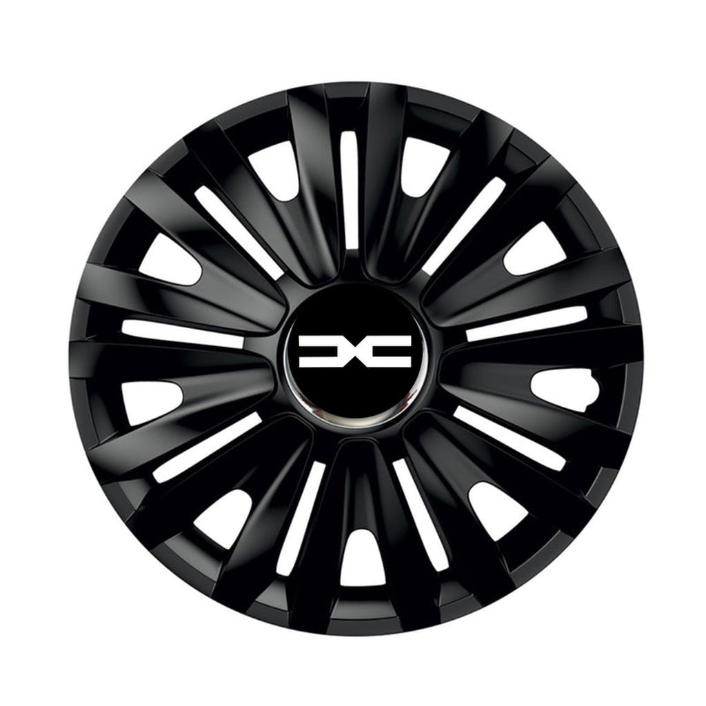 Set 4 capace roti Negre Cu Inel Cromat Royal R16 Compatibil Cu Dacia Nou