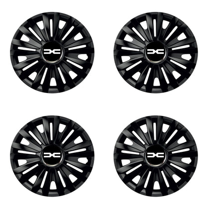 Set 4 capace roti Negre Cu Inel Cromat Royal R16 Compatibil Cu Dacia Nou