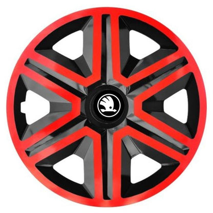 Set 4 Capace Roti, Potrivite Jantelor de 14 inch, Pentru Skoda Nou, Model Negru si Rosu