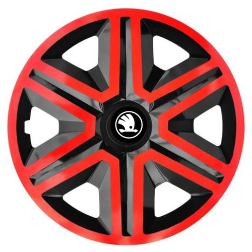 Set 4 Capace Roti, Potrivite Jantelor de 14 inch, Pentru Skoda Nou, Model Negru si Rosu