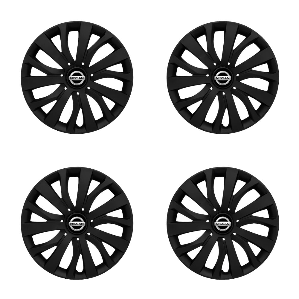 Set 4 capace roti potrivite jantelor de 15 inch compatibile NISSAN, Model - 345 Black Edition