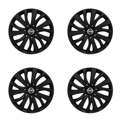 Set 4 capace roti potrivite jantelor de 15 inch compatibile NISSAN, Model - 345 Black Edition