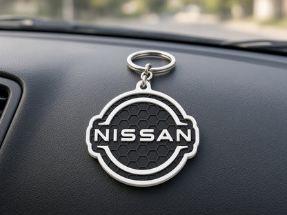 Breloc auto Nissan logo cu lanț și inel