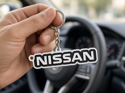 Breloc auto Nissan inscripție cu lanț și inel