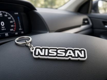 Breloc auto Nissan inscripție cu lanț și inel
