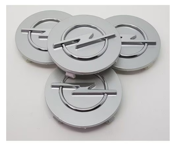 4 db 64 mm-es ezüst/szürke kerékkupak szett, Opel Insignia/Astra/Vectra/Corsa, könnyűfém felnikhez