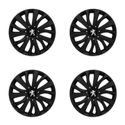 Set 4 capace roti potrivite jantelor de 15 inch compatibile PEUGEOUT, Model - 345 Black Edition
