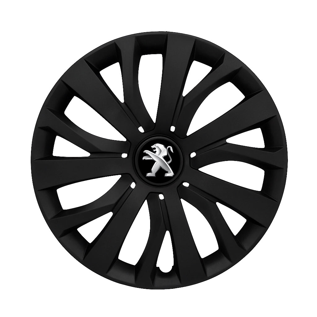 Set 4 capace roti potrivite jantelor de 15 inch compatibile PEUGEOUT, Model - 345 Black Edition