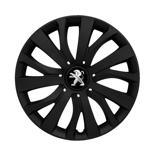 Set 4 capace roti potrivite jantelor de 15 inch compatibile PEUGEOUT, Model - 345 Black Edition