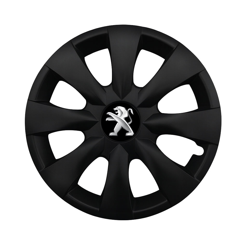 Set 4 capace roti potrivite jantelor de 15 inch compatibile PEUGEOUT, Model - 316 Black Edition