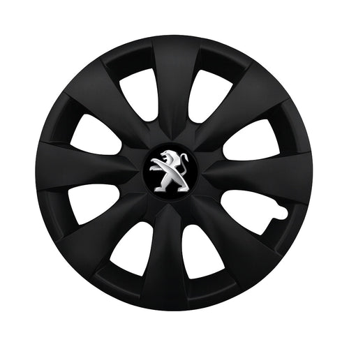 Set 4 capace roti potrivite jantelor de 15 inch compatibile PEUGEOUT, Model - 316 Black Edition