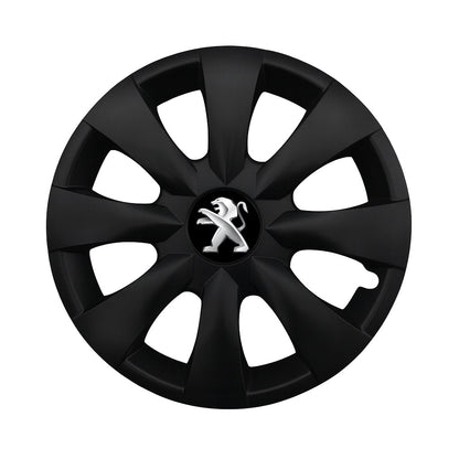 Set 4 capace roti potrivite jantelor de 15 inch compatibile PEUGEOUT, Model - 316 Black Edition