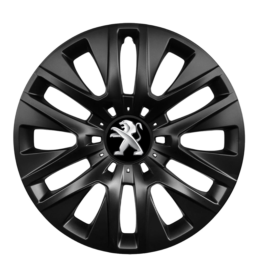 Set 4 capace roti 14 inchi (R14) compatibile gama Peugeot model - 225 Black