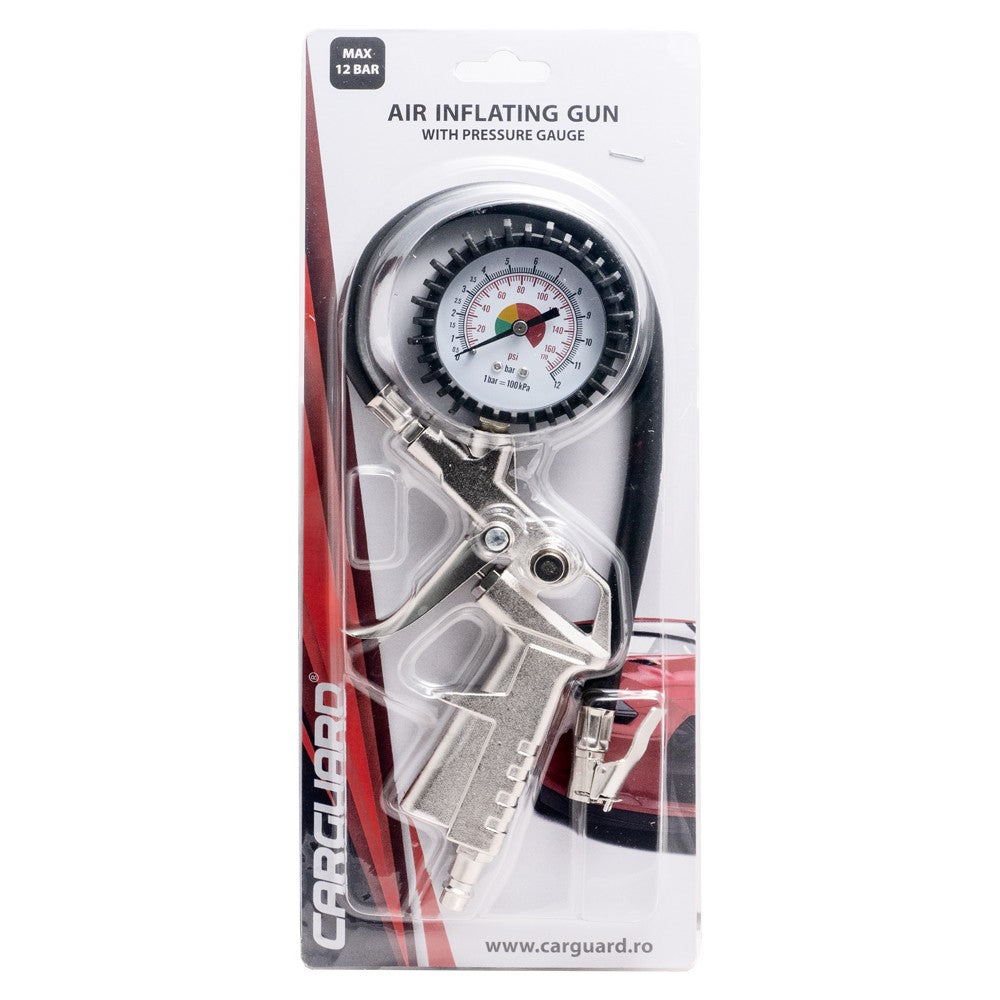 Pistol pneumatic de umflat cu manometru, presiune maximă 12 BAR, conexiune 1/4" Carguard