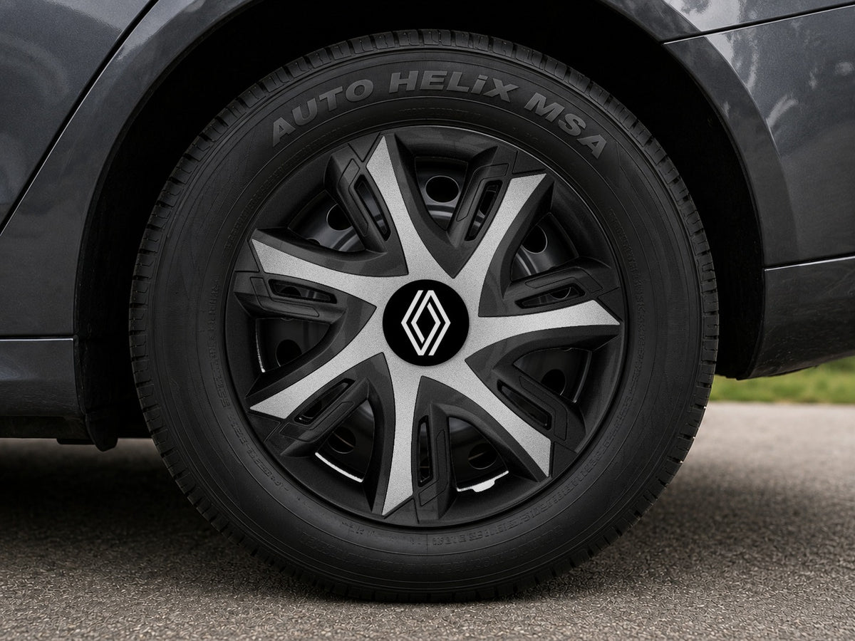 Set 4 capace roti Power Bicolor Silver R15 Compatibil Cu Renault Nou