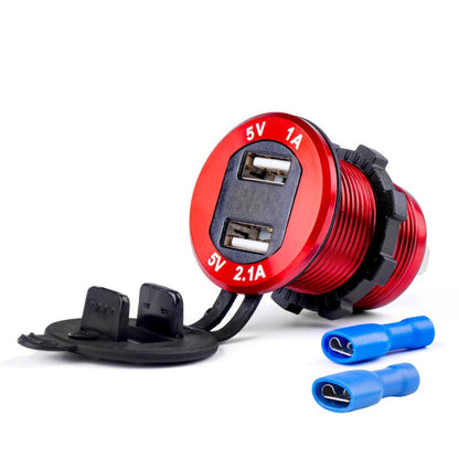 Priză de alimentare, rezistenta la apa cu tester de tensiune 2xUSB 12/24V