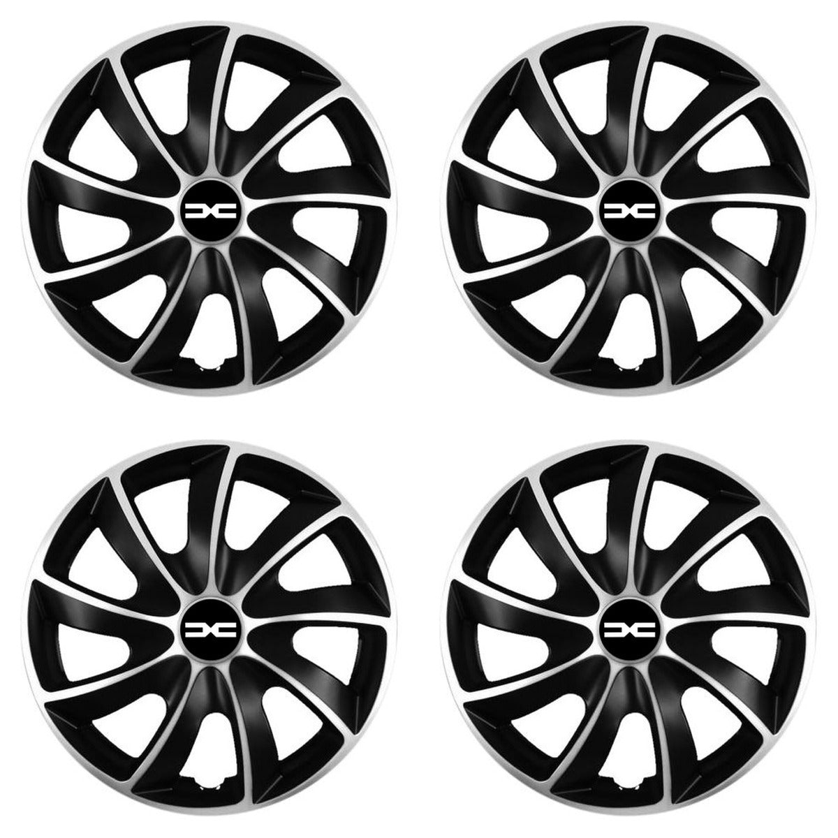 Set 4 Capace Roti Autohelix MSA® potrivite jantelor de 16 inch, pentru Dacia Nou, model Quad Silver & Black